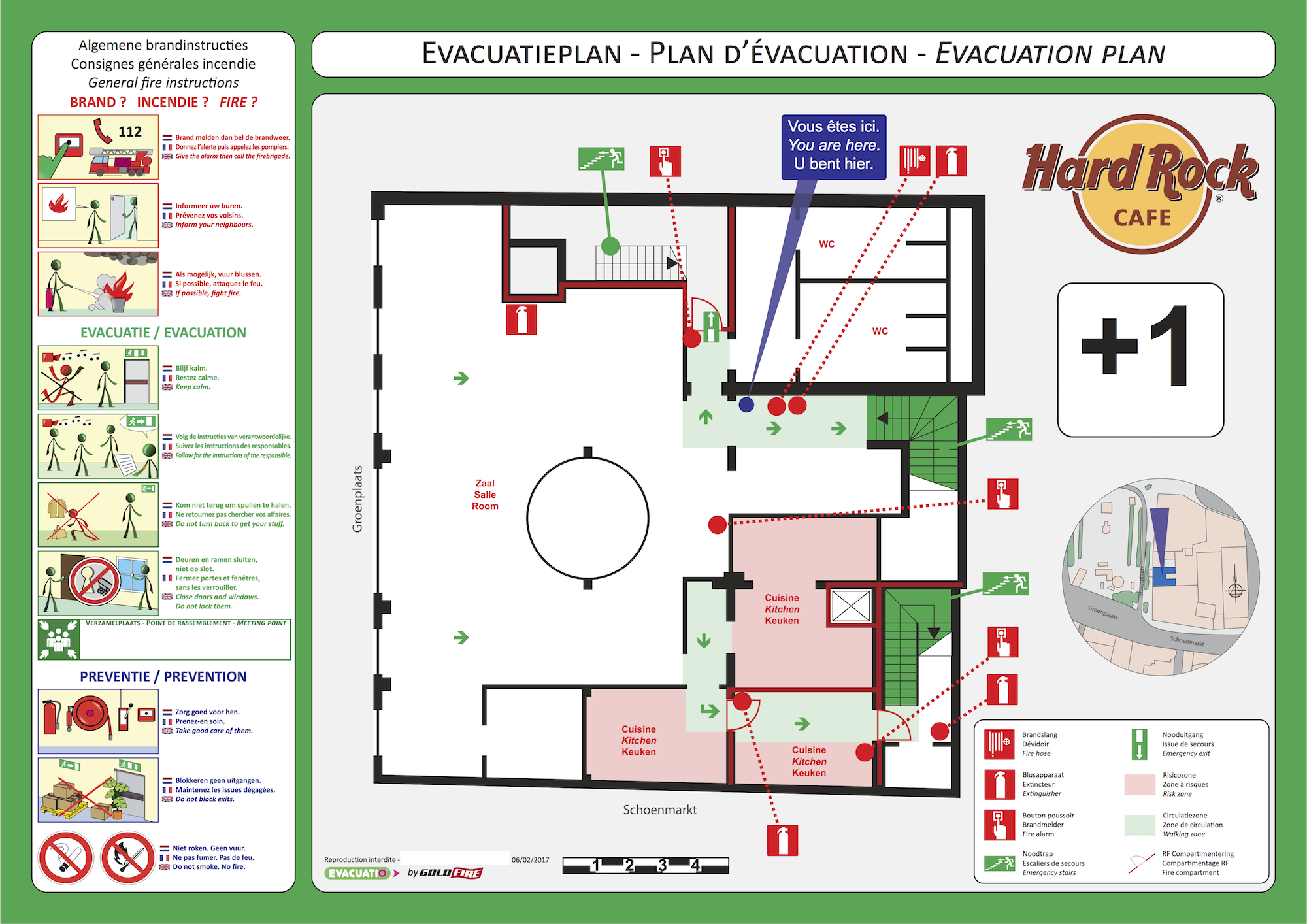 Evacuatieplan restaurant