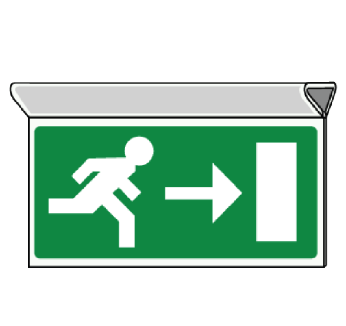 pictogramme evacuation suspendu